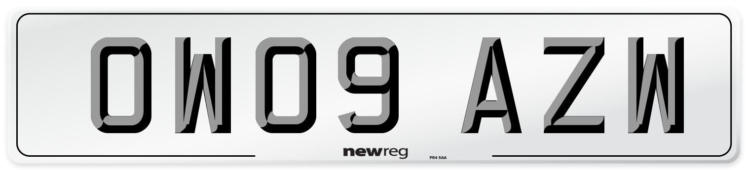 OW09 AZW Number Plate from New Reg